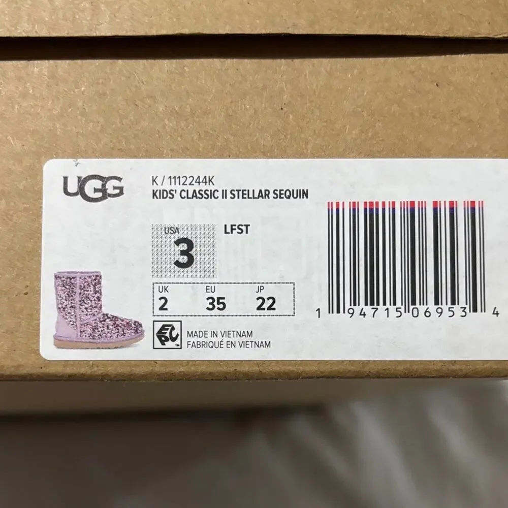 UGG 3 classic II Stellar sequin boot lavander pink shade guc box stored